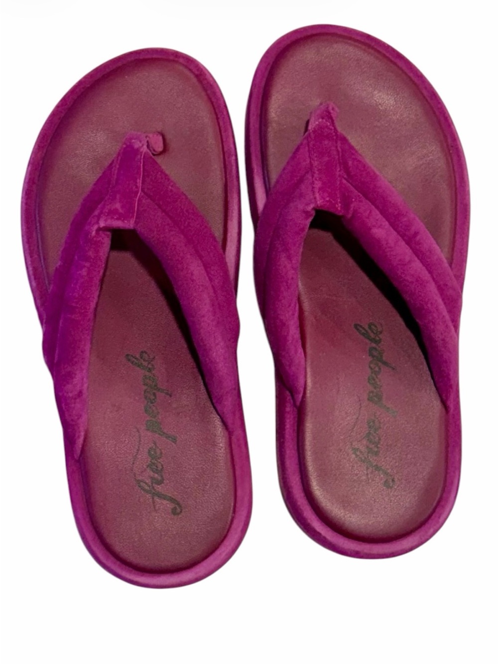 Free People Wonderland Vibrant Magenta Suede Thong Sandals - Size: 36.5/US 6.5 - Picture 6 of 6